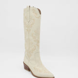 Jolene western cowboy boots in off white leather women's shoes