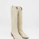 Jolene western cowboy boots in off white leather women's shoes