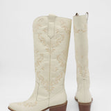 Jolene western cowboy boots in off white leather women's shoes