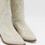 Jolene western cowboy boots in off white leather women's shoes