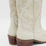 Jolene western cowboy boots in off white leather women's shoes