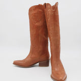 Jolene western cowboy boots in tan leather women's shoes