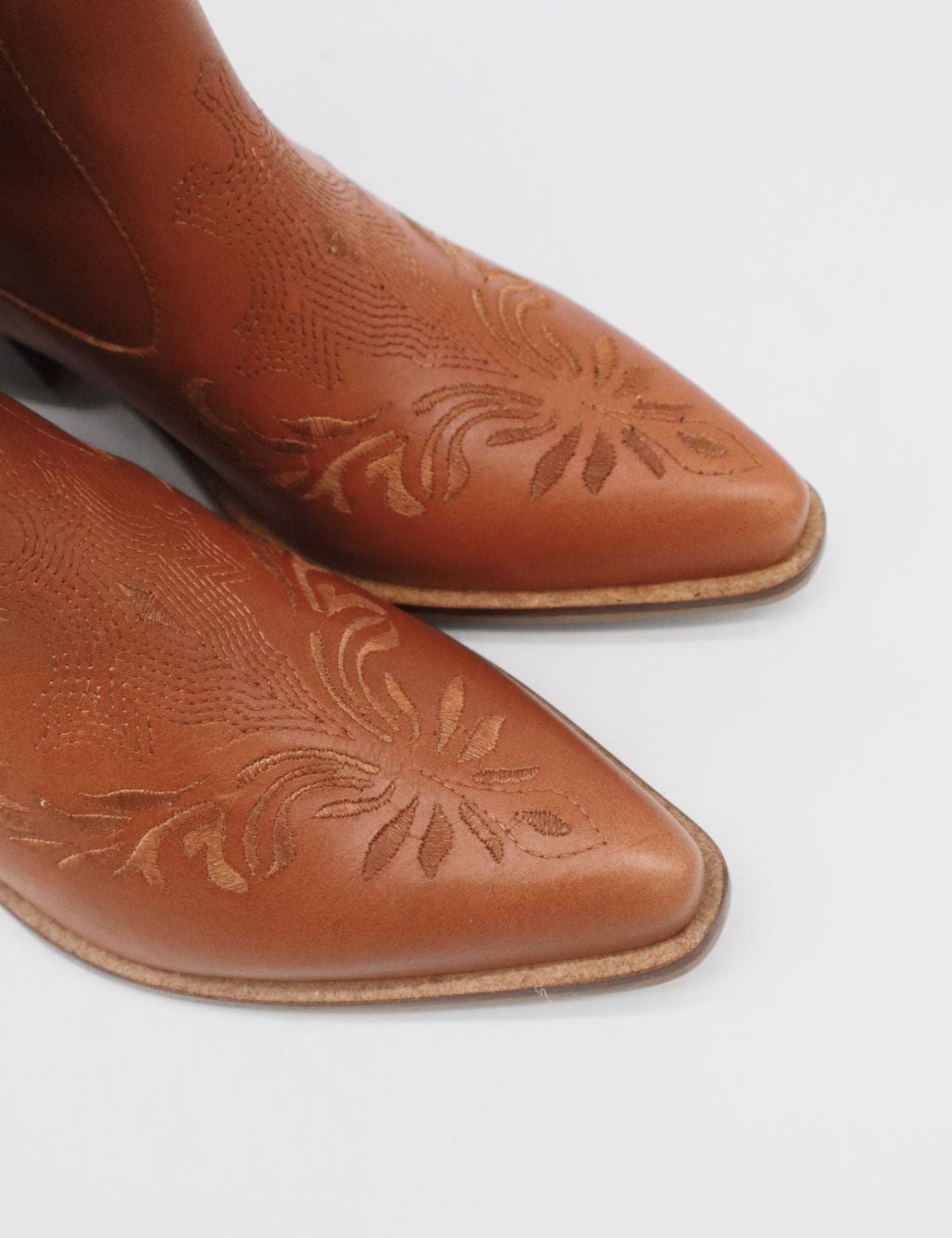 Jolene western cowboy boots in cognac leather women's shoes