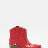 Joy western cowboy booties in red leather women's shoes