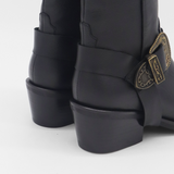 Juniper western cowboy boots in black leather womens shoes