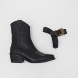 Juniper western cowboy boots in black leather womens shoes