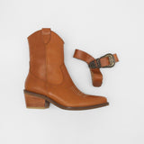 Juniper western cowboy boots in cognac leather womens shoes