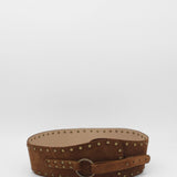Kazi wide studded corset brown suede leather women's belt