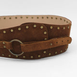 Kazi wide studded corset brown suede leather women's belt