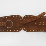 Kazi wide studded corset brown suede leather women's belt
