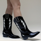 Stivali Kiss western cowboy boots in black leather women's shoes