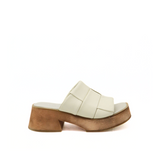 Lalaland platform slide sandals in off white leather womens shoe