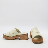 Lalaland platform slide sandals in off white leather womens shoe