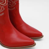 Loyal western cowboy boots in red leather women's shoes