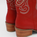 Loyal western cowboy boots in red leather women's shoes