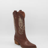Loyal western cowboy boots in brown leather women's shoes