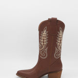 Loyal western cowboy boots in brown leather women's shoes