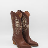 Loyal western cowboy boots in brown leather women's shoes