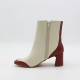 Ludivine heeled ankle boots in off white/wine leather womens shoes
