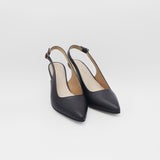 Stivali Lusso slingback kitten heel in black leather women's shoes