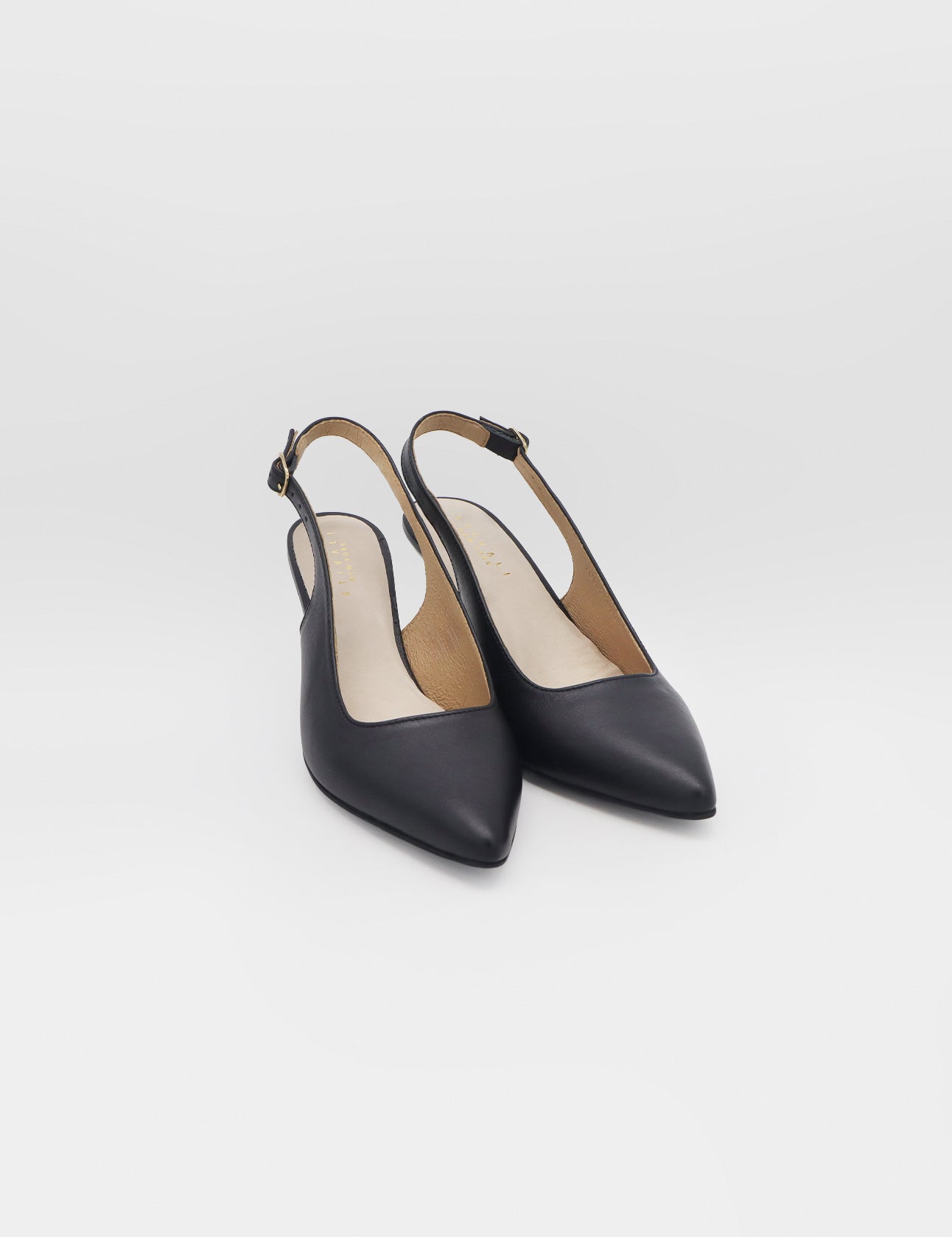 Stivali Lusso slingback kitten heel in black leather women's shoes