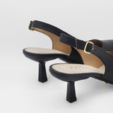 Stivali Lusso slingback kitten heel in black leather women's shoes