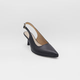 Stivali Lusso slingback kitten heel in black leather women's shoes