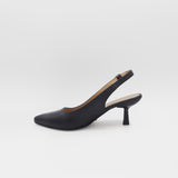 Stivali Lusso slingback kitten heel in black leather women's shoes