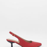 Stivali Lusso slingback kitten heel in red leather