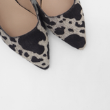 Stivali Lusso slingback kitten heel in black x white cowhide