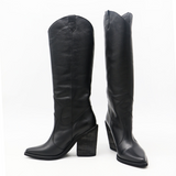 Macao western cowboy boots in black leather womens shoes