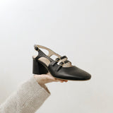 Marie mary janes in black leather womens shoes