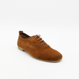 Maku oxford flats sneakers in tan caramel suede leather womens shoes