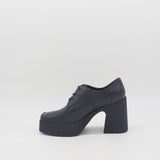 Milan platform lace-ups in black leather women's shoes