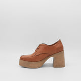 Milan platform lace-ups in cognac leather women's shoes