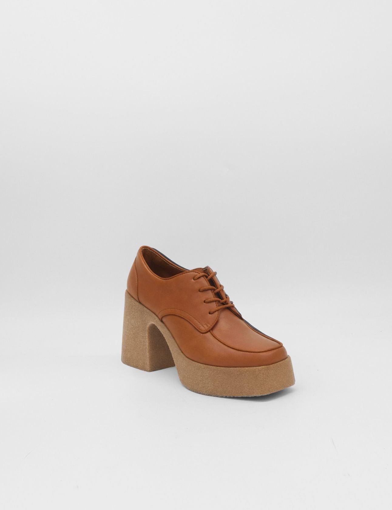 Milan platform lace-ups in cognac leather women's shoes – STIVALI