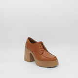 Milan platform lace-ups in cognac leather women's shoes