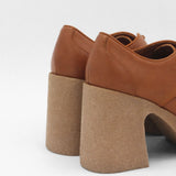 Milan platform lace-ups in cognac leather women's shoes