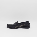 Stivali Baldanza penny loafers in black leather with western embroidery women's shoes