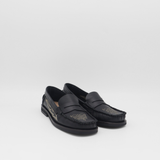 Stivali Baldanza penny loafers in black leather with western embroidery women's shoes