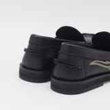 Stivali Baldanza penny loafers in black leather with western embroidery women's shoes