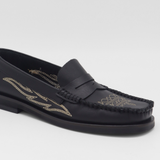 Stivali Baldanza penny loafers in black leather with western embroidery women's shoes