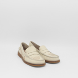 Stivali Baldanza penny loafers in ivory leather with western embroidery women's shoes