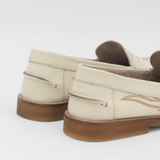 Stivali Baldanza penny loafers in ivory leather with western embroidery women's shoes