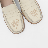 Stivali Baldanza penny loafers in ivory leather with western embroidery women's shoes