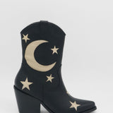 Moonlight western inspired cowboy boots in black leather womens shoes