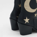 Moonlight western inspired cowboy boots in black leather womens shoes