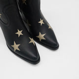 Moonlight western inspired cowboy boots in black leather womens shoes