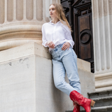Stivali Moonrise western cowboy boots in red leather womens shoes