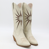 Moonrise western cowboy boots in off white leather womens shoes